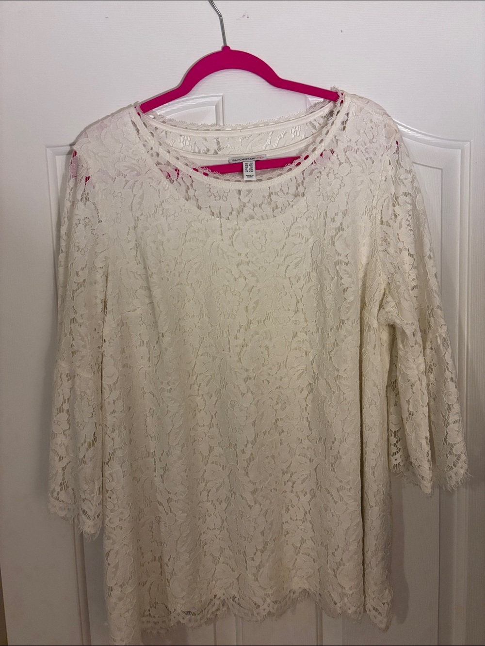 Isaac Mizrahi Cream Lace Tunic Top